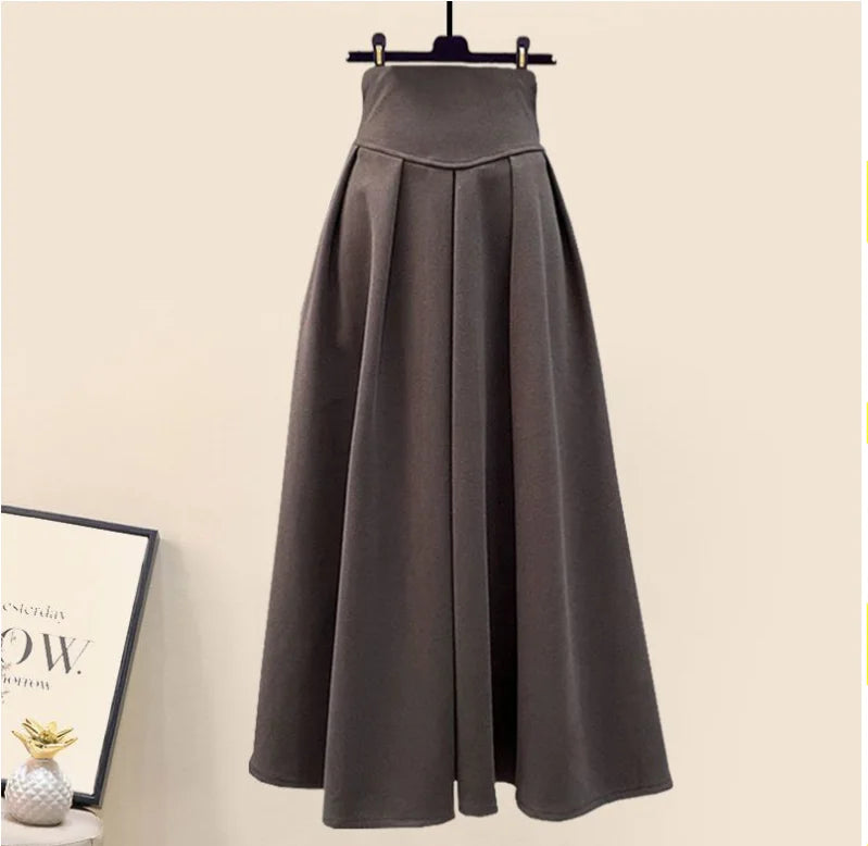 M-4XL Large Women's Autumn New High Waist Half Skirt With Hundred Pleats A-line Skirt