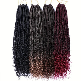 Goddess Box Braids Crochet Hair 22 Inch Faux Locs Crochet Hair Three Braids with Curly Hair
