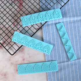 4PCS Fondant Baking Tools Set Fondant Embosser Cutter Impression Mat Mold for Chocolate and Wedding Cake Decoration Tools Set