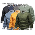 Spring Nylon Mens Windbreaker Solid Color Full Zipper Bomber Jacket Baseball Varsity Jacket Street Wear