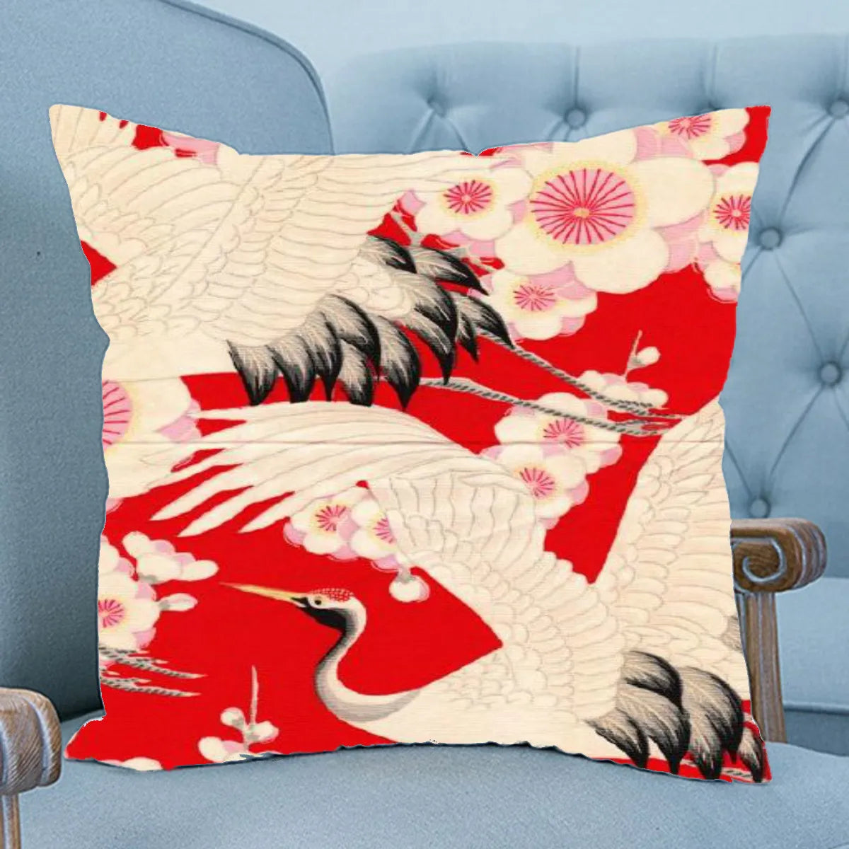 Crane Printed Pillowcase Throw Sofa Couch Cushion Pillow Cover Car Waist Home Sofa Decoration