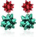 Christmas Earrings Holiday Xmas Bow Earring for Women Red Green Festive Bow Drop Dangle Earring Studs Christmas Jewelry Gifts