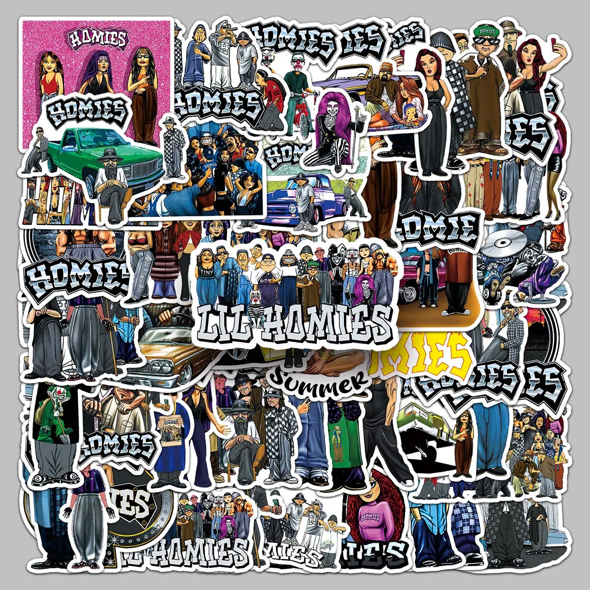 50PCS Factory Wholesale Waterproof Trend Personality Decorative Homies Stickers for Folders & Pencil Holders