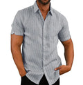 Wholesale Summer Lapel Short Sleeved Shirt Button Down Men's Short Sleeve Striped Shirt Size S-3xl