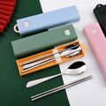 Portable 304 Stainless Steel Spoon Chopsticks Fork Set Long Handle Household Dinnerware 3-piece Tableware Set Camping Travel