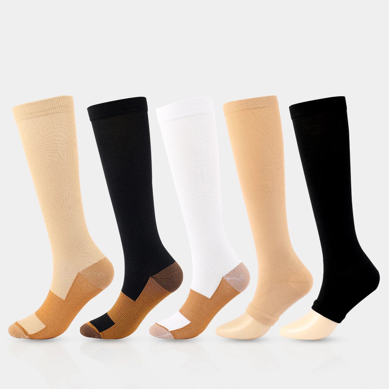 HF High Stretch Copper Fiber Long Tube Pressure Socks Anti-Slip Nylon Outdoor Sports Crew Style Summer Logo Pattern Stockings