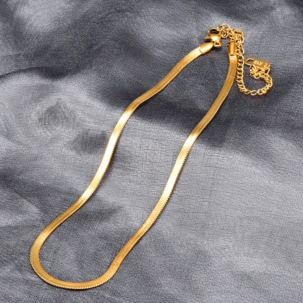 2022 Fashion New Stainless Steel 18K Gold Texture Light Luxury Snake Chain Choker Necklace