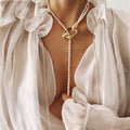 Fashion Vintage Pearl Necklaces Multi-layer Shell Knot Pearl Chain Necklace for Women MegaBDM