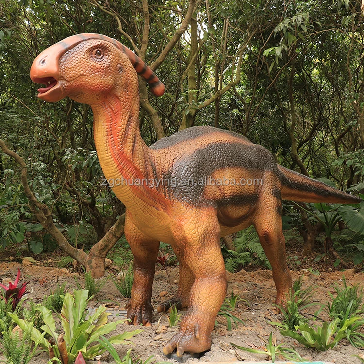 Kids Outdoor Jurassic Theme Amusement Park Robotic Animatronic Parasaurolophus Model Dinosaur Sculpture for Sale