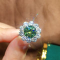 Silver 925 Original 3 Carat Brilliant Cut Diamond Test Past Blue&Green Moissanite Ring for Women New Arrival Gemstone Jewelry