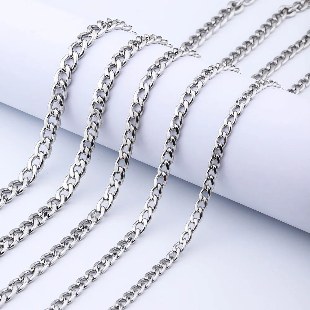 5mm 6mm 7mm Mens Jewellery Necklace Stainless Steel Jewelry Hip-Hop Chunky Cuban Link Chain
