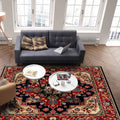 Boho Area Rug 3x5 Red Washable Vintage Rug Non Slip Floor Carpet for Kitchen Living Room Bedroom Bathroom Office