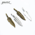YuenZ 2colour Antique Bronze Alloy Metal Feather Charms Pendants Jewelry Findings Accessories Fit DIY Necklace 36*9mm D321