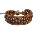 3 Row Natural Stone Wrap Bracelet for Women 4mm Red Creek Jasper 6mm Tiger Eye Beaded Bracelets Adjustable Bangles Boho Jewelry