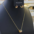 Ilona Dainty Colorful Zircon Hoop Earrings Jewelry Women Gold Plated Necklace and Earrings Jewelry Sets Wholesale