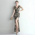 19266# New Bead Style Socialite Party Temperament Split Long Sequin Dinner Fishtail Dress