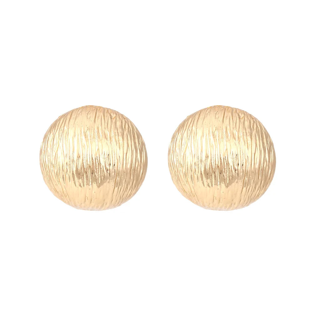 2022 New Arrival Simple Design Brushed Texture Stud Earrings Personality Geometric Spherical Earring for Women Girls