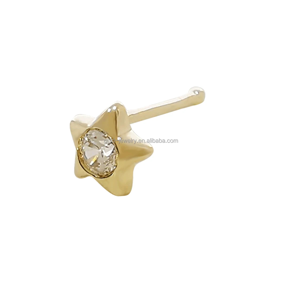 Ear Bone Nail 14k AU585 Solid Gold Earring Zircon Stone Body Jewelry Women Gift Fine Jewelry Wholesale Hot Selling