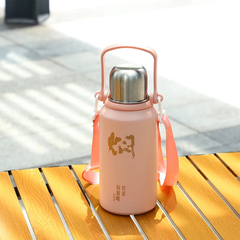2024 High Quality Large Capacity Outdoor Insulated Water Bottle Sports Travel Stainless Steel Vacuum Flask Hot Water Bottle