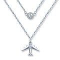Bling Necklace Women Airplane Zircorn Layered Link Necklaces Sterling Silver Jewelry