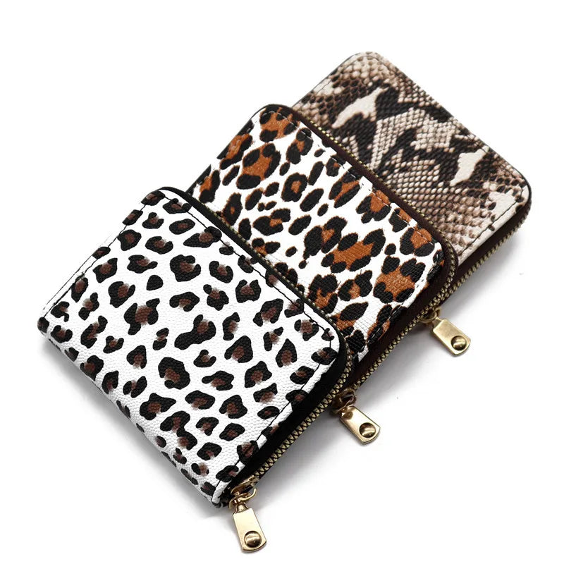 Portable Multi Pocket Coin Purse PU Leather Leopard Animal Patterns Credit Card Holder Wallet