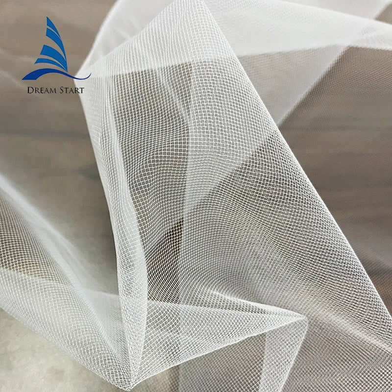 120\" White Nylon Tulle Fabric Normal Quality Soft Mesh for Wedding Dresses Bridal Veil Girls' Clothing Diamond Mesh Tuls Used