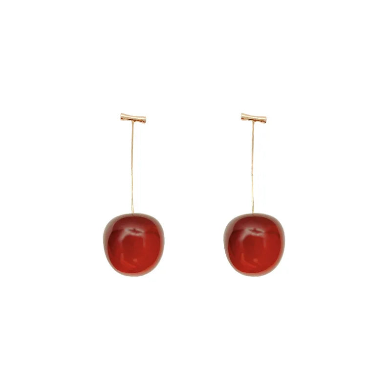Lateefah OEM Cherry Earrings Personality Acrylic Earrings Charms Women Exquisite Fruit Earrings