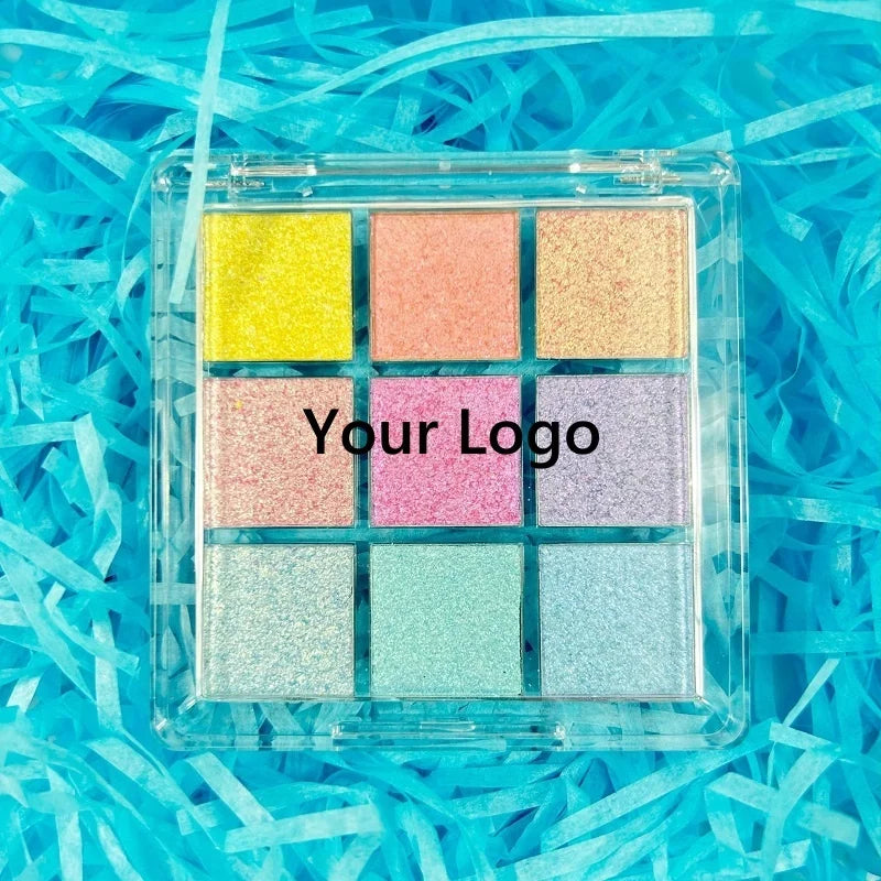 Wholesale 9 Colors Pastel Eye Shadow Pallette Purple Eyeshadow Palette Square Shape Eyeshadow Super Chameleon Pigment Powder