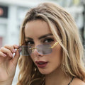 1285 2025 New Rimless square Blue Resin Lenses Retro Leopard Metal Leg Sun Glasses Sunglasses UV400