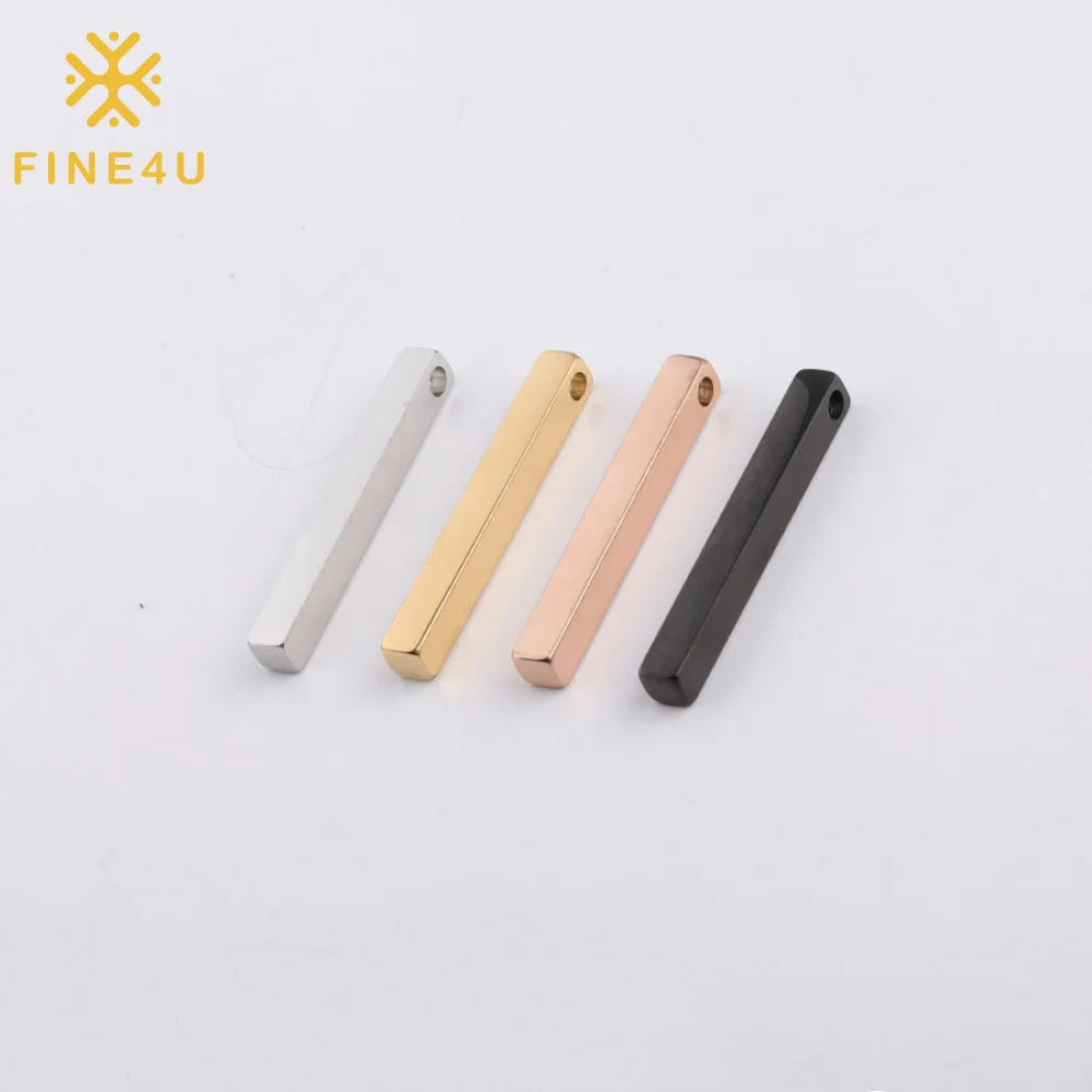 In Stock Diy Accessories Jewelry Gold Plated Mirror Polished Stainless Steel Custom Bar Pendant for Necklace
