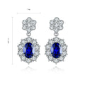 Fashion Trendy S925 Silver Lab Grown Sapphire Stud Earrings Claw Setting Oval Cut Unisex Women's Jewelry for Wedding/Anniversary