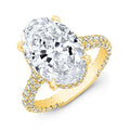 Classic Fine Jewelry Rhodium Plated Micro Pave 8A CZ Diamond Cut Engagement Halo Bridal Ring for Wedding and Party