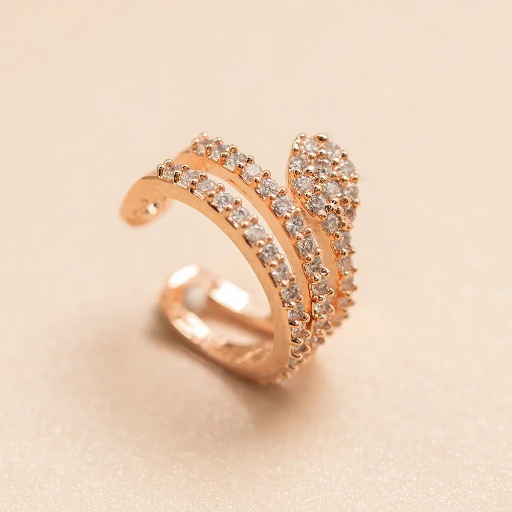 Fashion Sense Personality Snake Ear Bone Clip Zircon Earless Piercing Earrings Gold Plated Brass Snake Earrings for Women