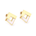 Gold Plated Stainless Steel Elegant Geometric Stainless Steel Small Dubai Stud Gold White Shell Rectangle Earring for Girls