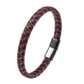 Engraved Logo Handmade Woven Stainless Steel Genuine Leather Bracelet for Men Women Retro Bangles Wristband Friends Gifts OT-184