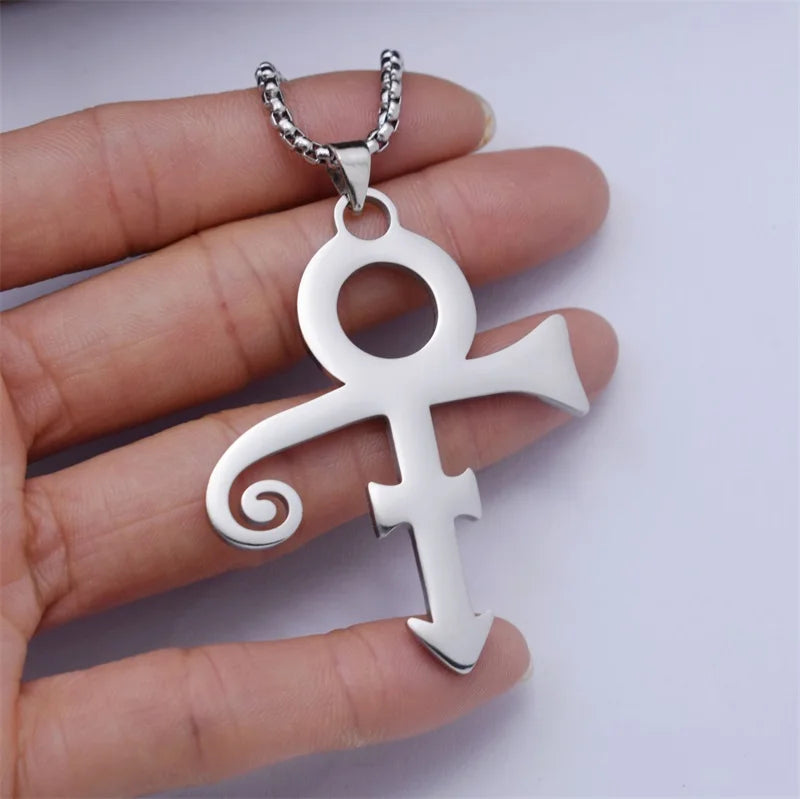 Stainless Steel Prince RIP Memorial Symbol Love Logo Necklace Artist Faith Jewelry