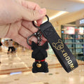 Men's Car Punk French Bulldog Keychain PU Leather Dog Keychains Fashion for Women Bag Pendant Jewelry Trinket Key Ring Key Chain