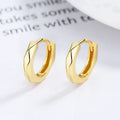 Fashion Minimalist Jewelry 925 Sterling Silver Earring Geometric Edges and Corners Gold Plated Hoop Earrings for Women
