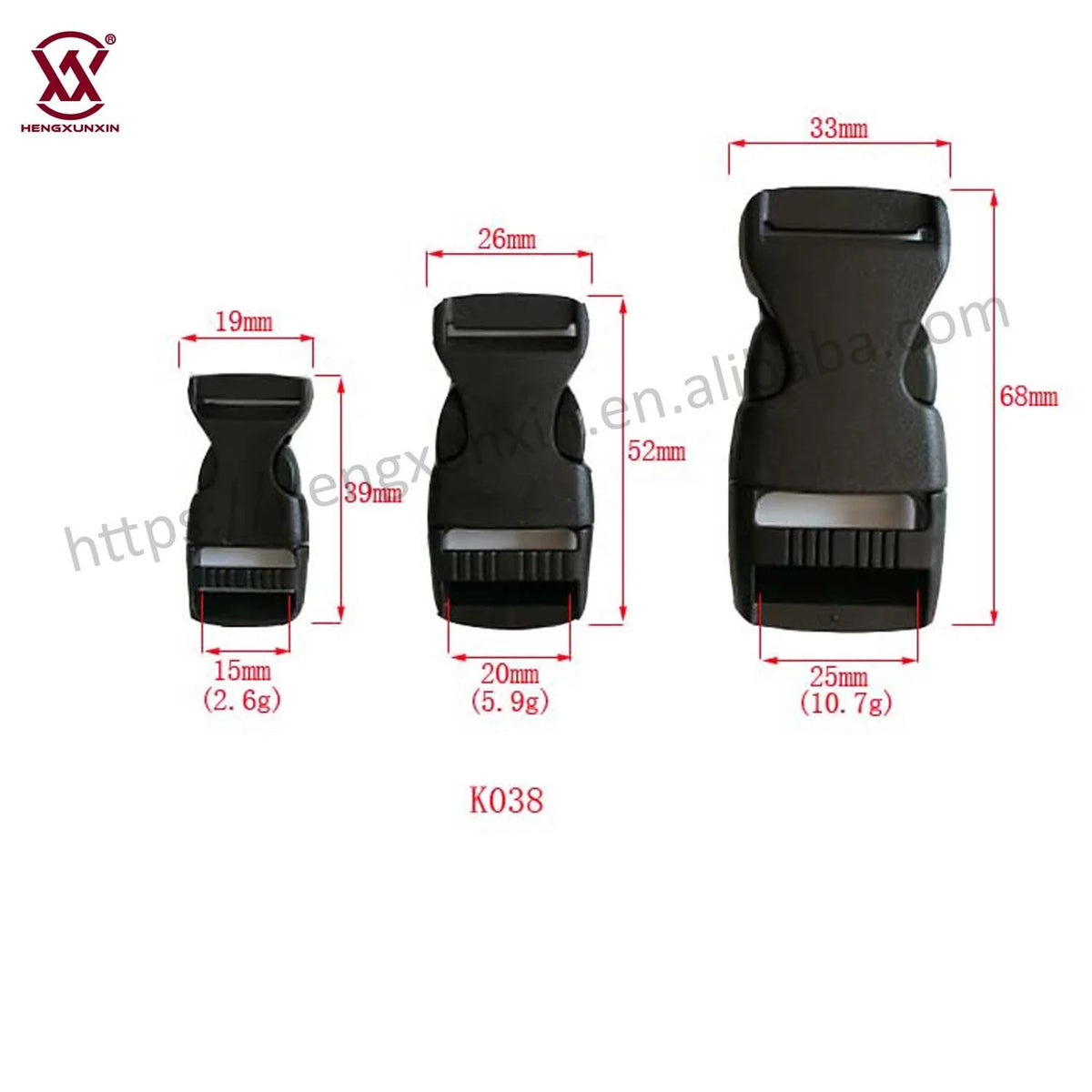 Black Adjuster Side Release Buckle Webbing Plastic Buckle Strap Hardware Luggage Supplies