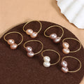 Wholesale Natural 6-7mm Pearl Finger Open Rings Fashion Gold Plated Freshwater Adjustable Rings Jewelry for Women