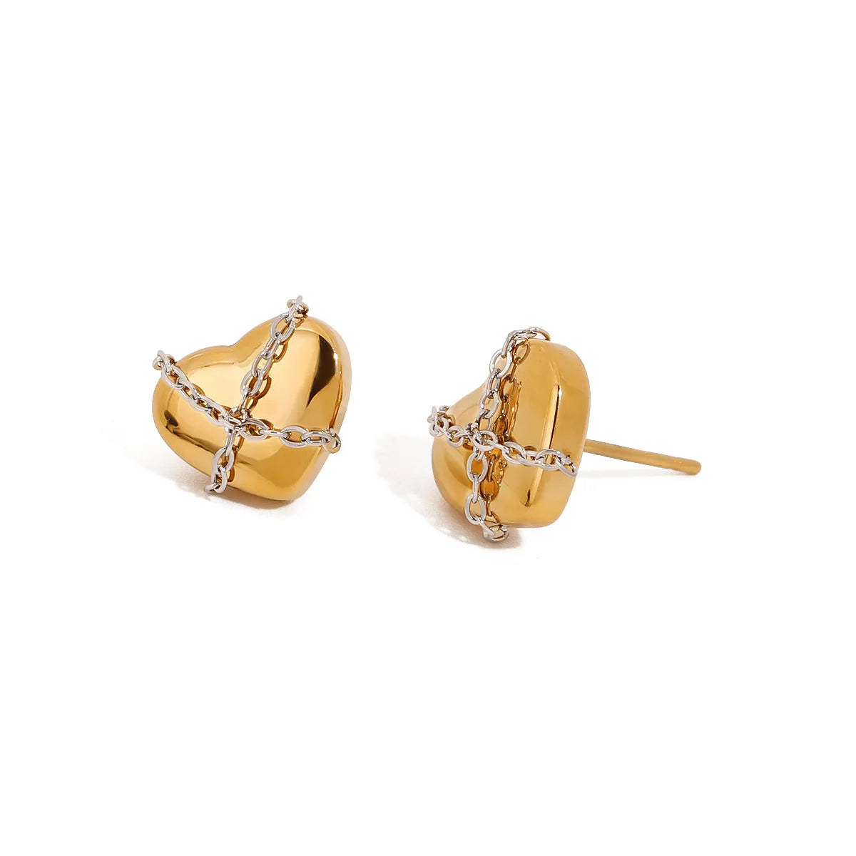 New European and American Fashion Jewelry Earrings Stainless Steel Plated 18k Gold Waterproof Love Color Blocked Chain Earrings