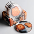 Top Quality Hot Sale Round Square Chinese Design Tea Coffee Cup Wood Resin Coaster With Holder