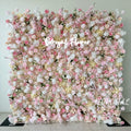Handmade White Silk Artificial Rose Wall for Wedding Backdrop Decoration Wedding Supplier's Cloth Roll-up Flower Wall