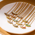 Luxury Fashion 18k Gold Plated Stainless Steel Teardrop Zircon Birthstone Necklace Charm for Women Girls
