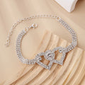 Gold Silver Plated Bling Full Crystal Zircon Tennis Cuban Link Chain Women Initial Double Heart Anklets Jewelry for Women