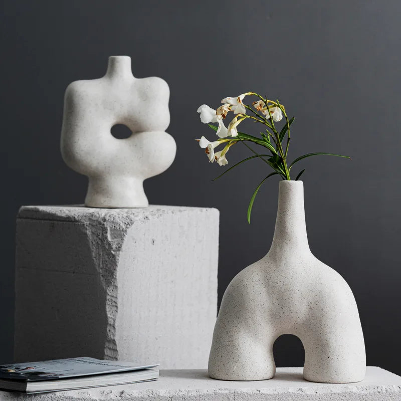 Nordic Abstract Irregularity Shape Porcelain Vase Sculpture Home Garden Decoration Modern Art Ceramic Statue for Room Outdoor
