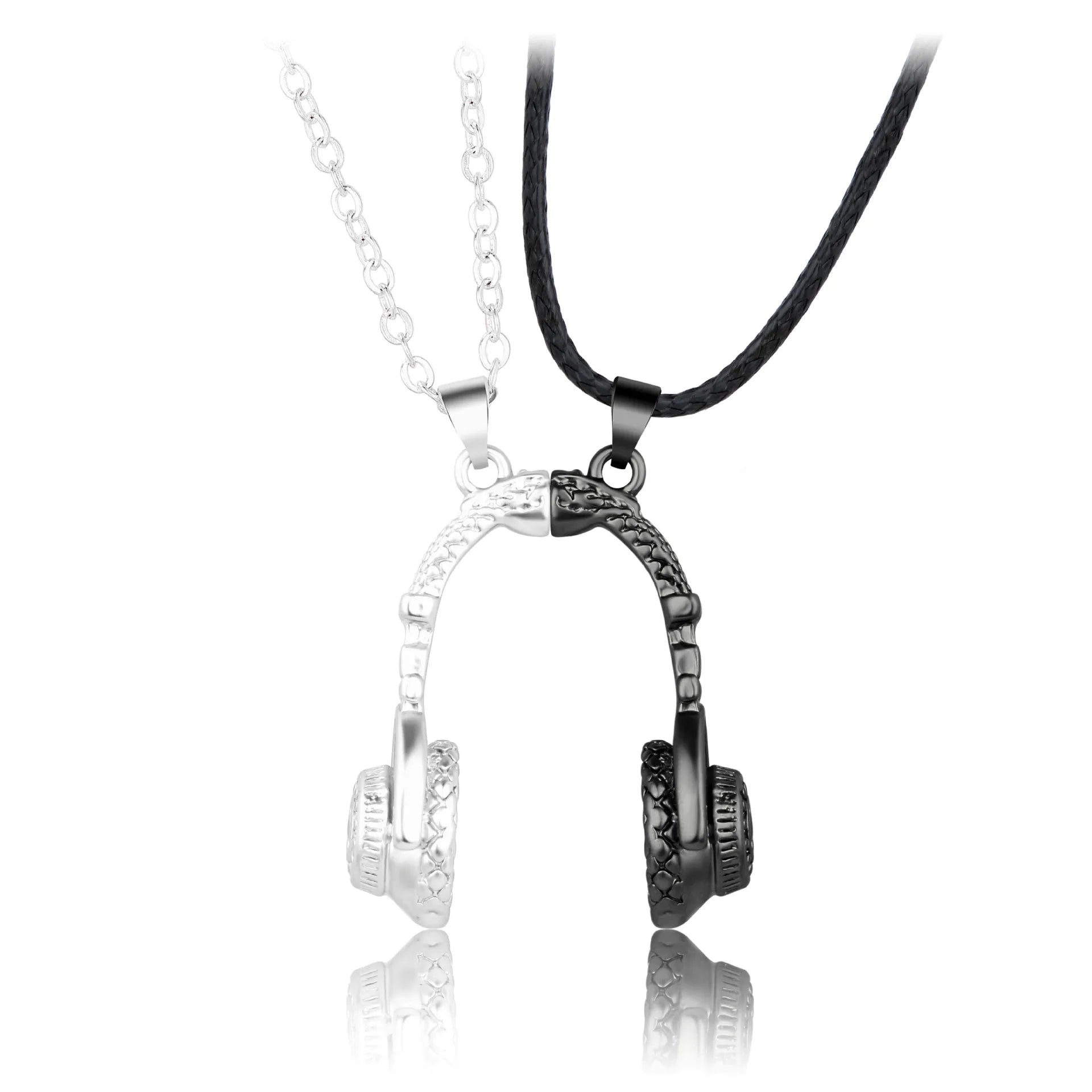 Men Women Punk Stye Gold Silver Color Headset Design Pendent Couple Necklace Set Anniversary Charm Chain Necklaces Jewelry Lover