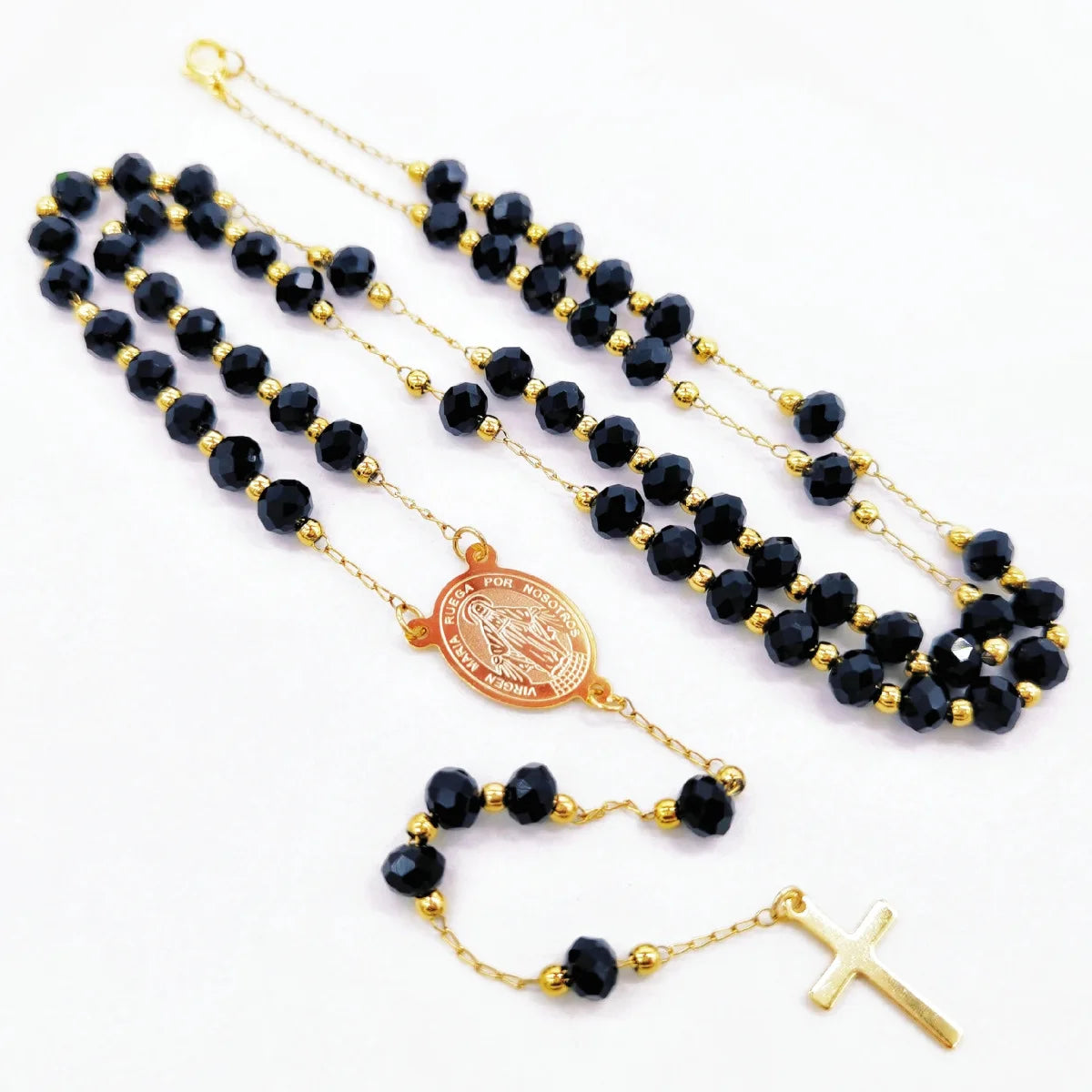 Stainless Steel Crystal Rosary Chalice Cross Rosary Necklace Waterproof and Color-preserving Catholic Rosary