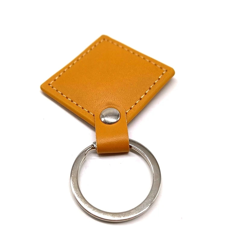 Customizable logo Cheap Promotional High-End  Metal Character Key Ring Leather Key Chain