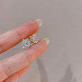 Simple Delicate Fancy Pure 925 Sterling Silver Shiny Zircon Diamond Water Drop Teardrop Stud Earrings for Women Girls Gifts